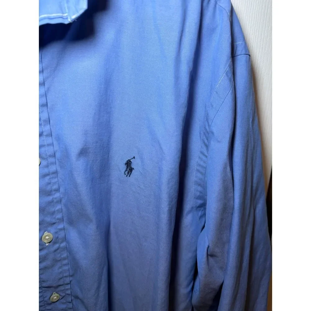 Ralph Lauren Classic Fit Blue Oxford Button Down Shirt Men's 17 34/35 - Picture 3 of 5
